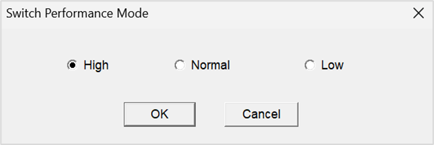 Диалог Performance Mode