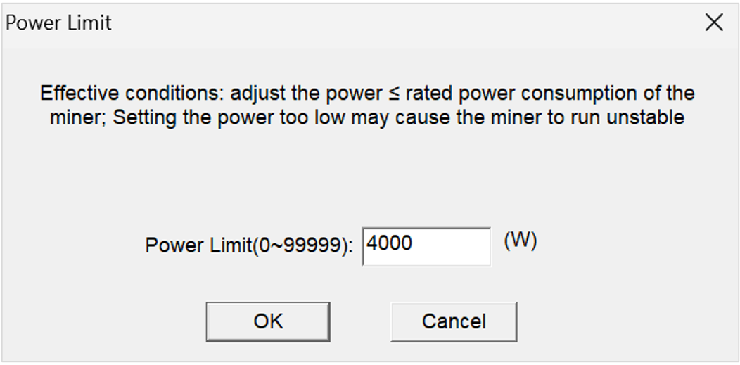 Поле Power Limit